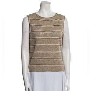 St. John Sport Metallic Striped Gold Knit Tank Too Size Small EUC